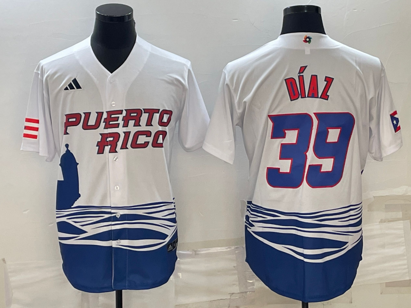 Men's 2023 World Baseball Classic Edwin Diaz Puerto Rico White Jersey