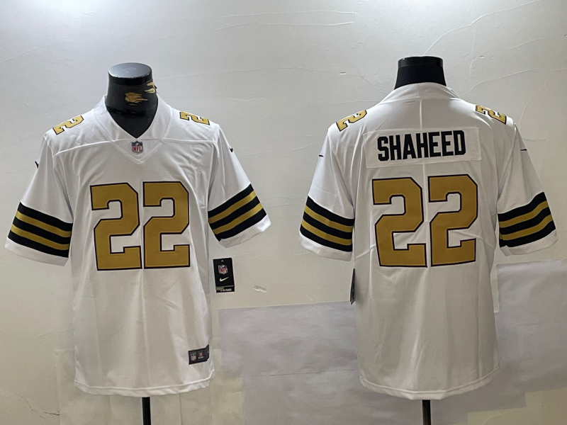 Men's New Orleans Saints Rashid Shaheed #22 White Player Game Jersey1