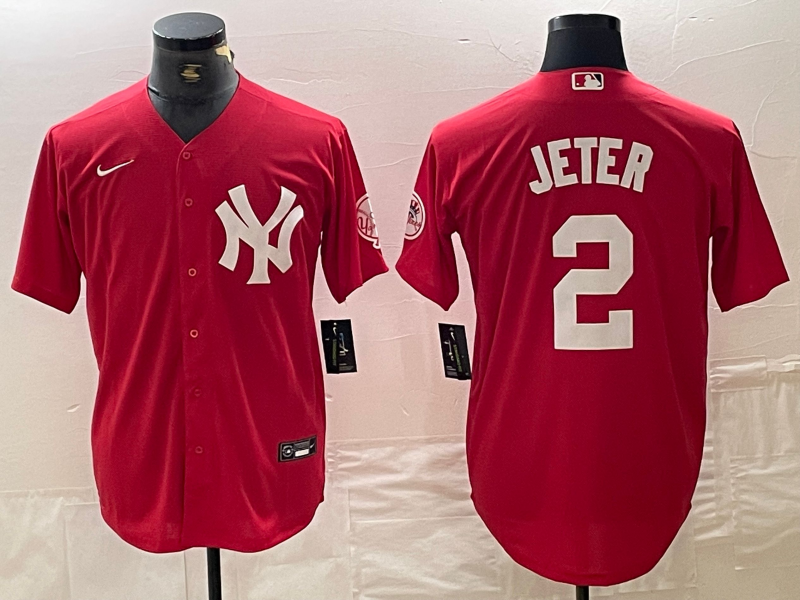 Men's New York Yankees Derek Jeter Red Replica Player Jersey