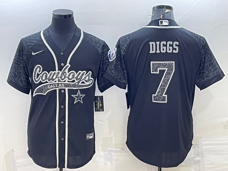 Men's Dallas Cowboys Trevon Diggs #7 Black RFLCTV Limited Jersey1 Joint Edition