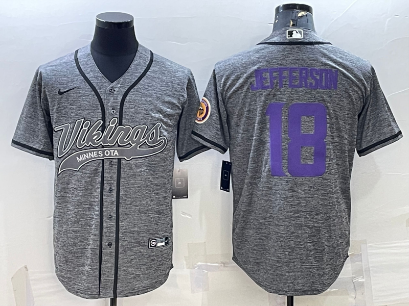 Men's Minnesota Vikings Justin Jefferson Gray Game Jersey Joint Edition