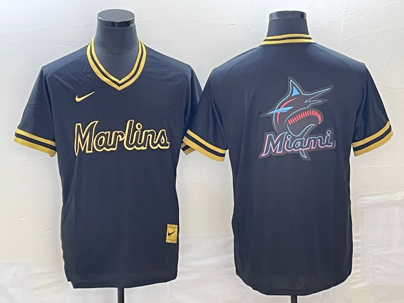 Men's Miami Marlins Black Replica Team Jersey1