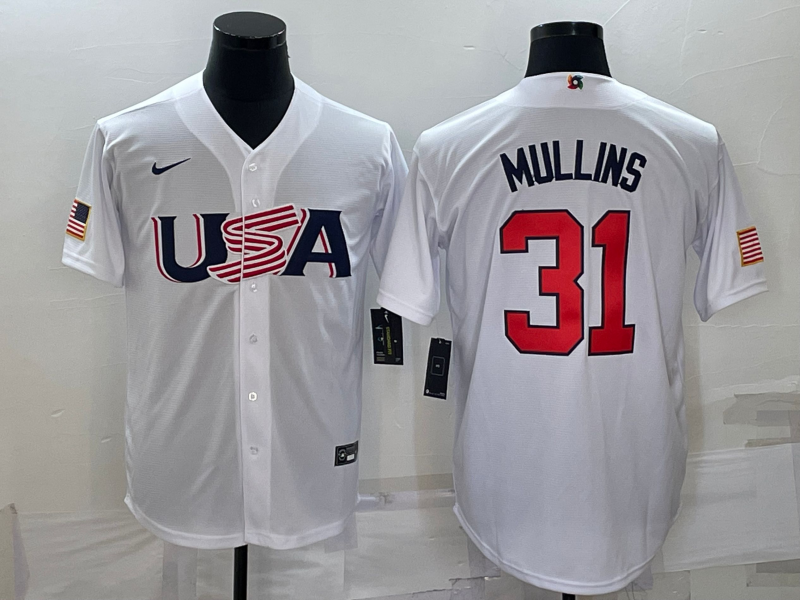 Men's 2023 World Baseball Classic Cedric Mullins USA White Jersey