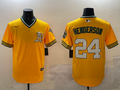 Men's Oakland Athletics Rickey Henderson #24 Yellow Replica Team Jersey1