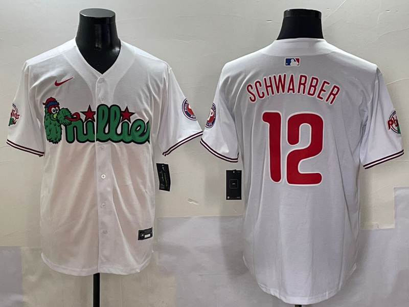Men's Philadelphia Phillies Kyle Schwarber #12 White Game Jersey