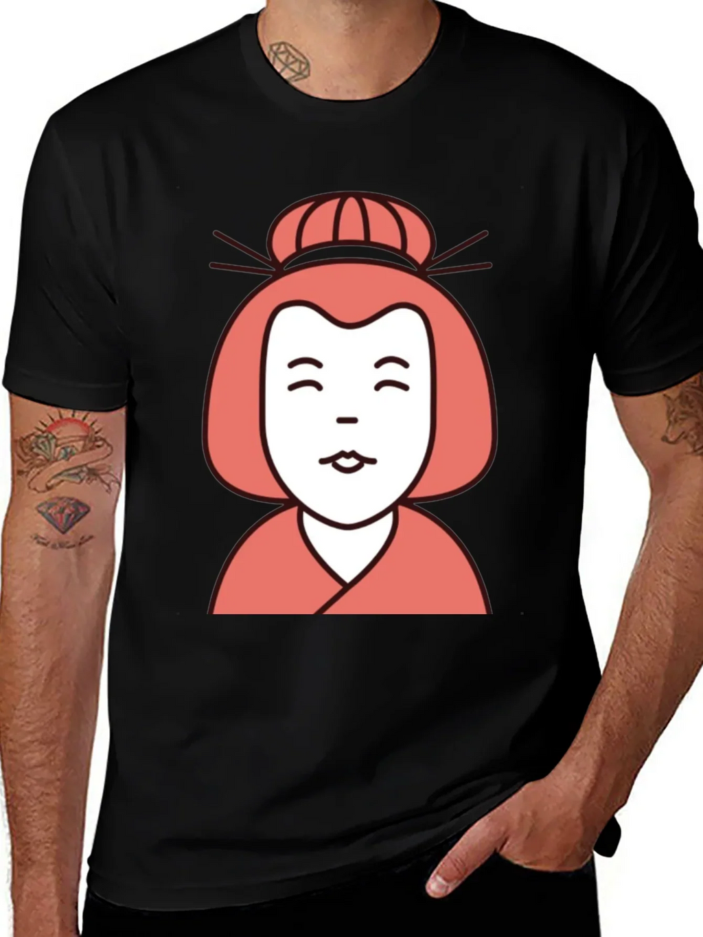 Japanese Geisha Graphic Tee - Unisex Black T-Shirt