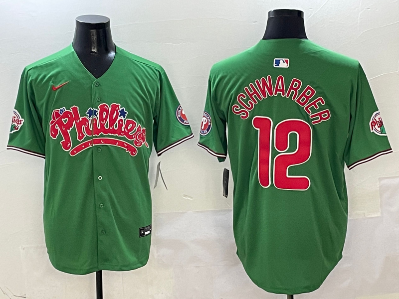Men's Philadelphia Phillies Kyle Schwarber #12 Green Game Jersey
