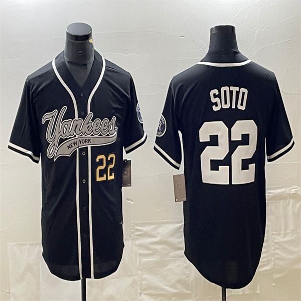 Los Angeles Dodgers #22 Juan Soto Black Home Authentic Patch Jersey Baseball Jerseys