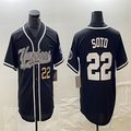Los Angeles Dodgers #22 Juan Soto Black Home Authentic Patch Jersey Baseball Jerseys