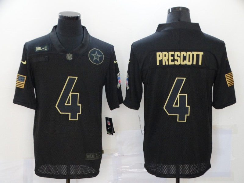 Men's Dallas Cowboys Dak Prescott Black 2020 Salute To Service Limited Jersey1