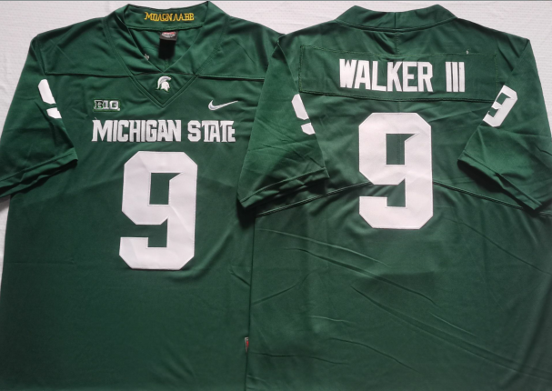 Men's Michigan State Spartans Kenneth Walker III Green Player Game Jersey