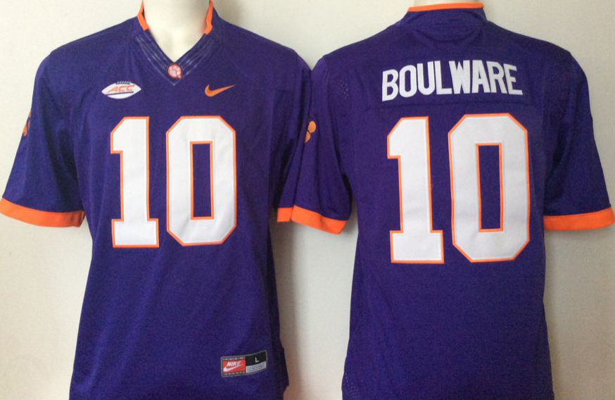 Men's Clemson Tigers Ben Boulware Purple Player Game Jersey