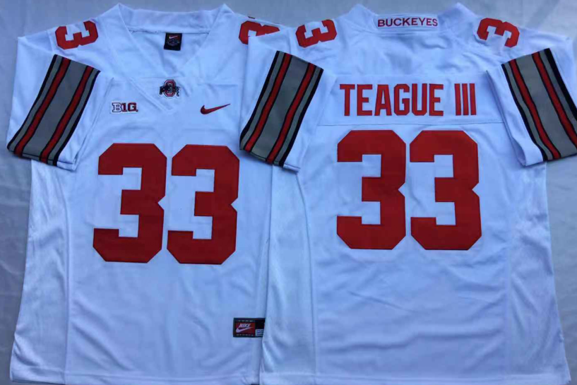 Men's Ohio State Buckeyes Master Teague III #33 Scarlet Player Game Jersey