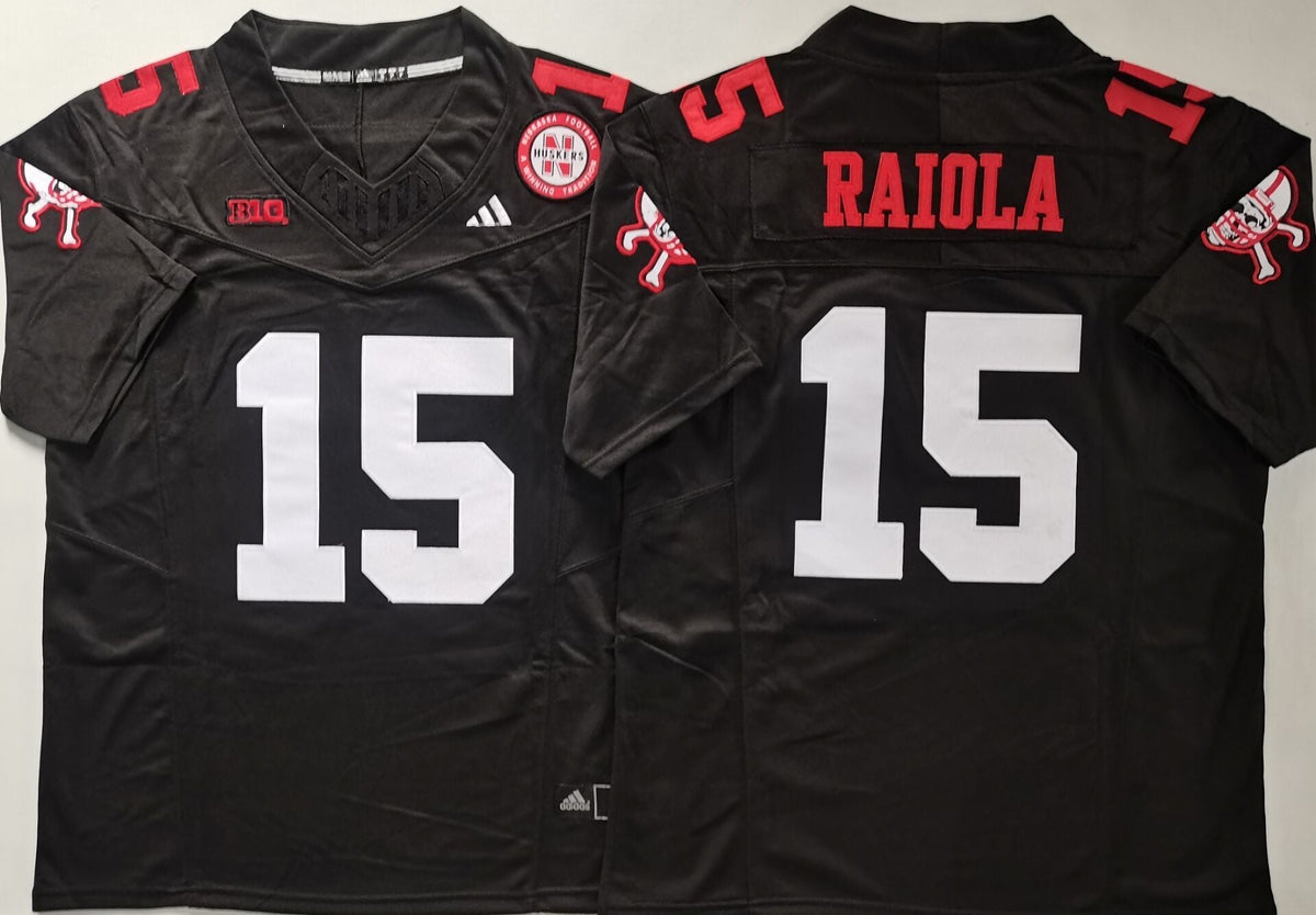 Men's Nebraska Huskers Dylan Raiola #15 Black Player Jersey