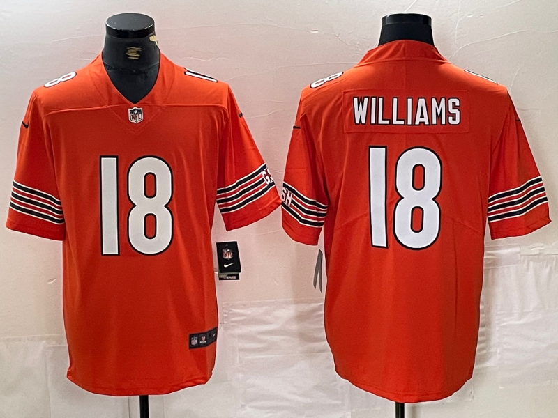 Men's Chicago Bears Caleb Williams #18 Orange Alternate 2024  active Game Jerseys