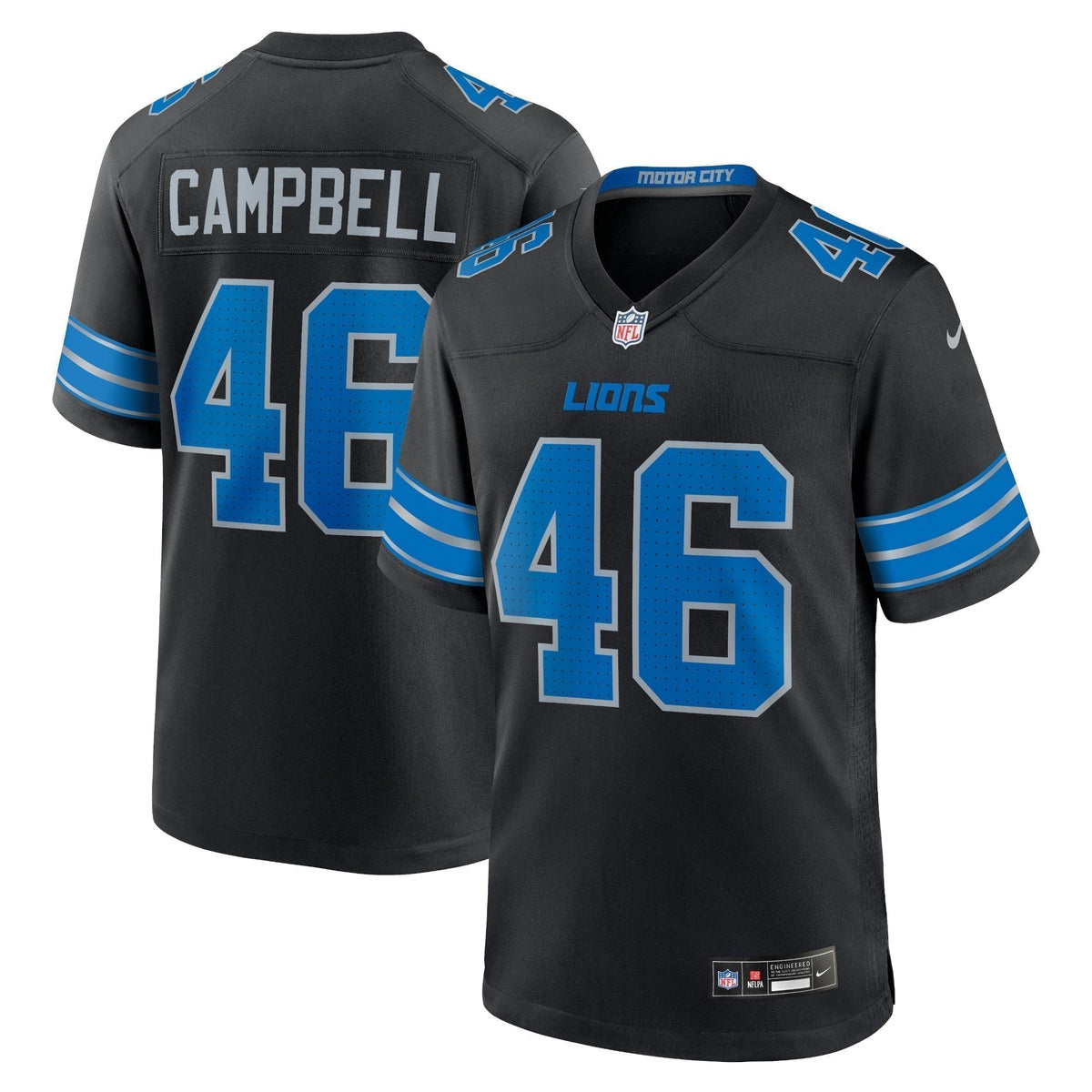 Jack Campbell Detroit Lions  2nd Alternate Game Jersey - Black