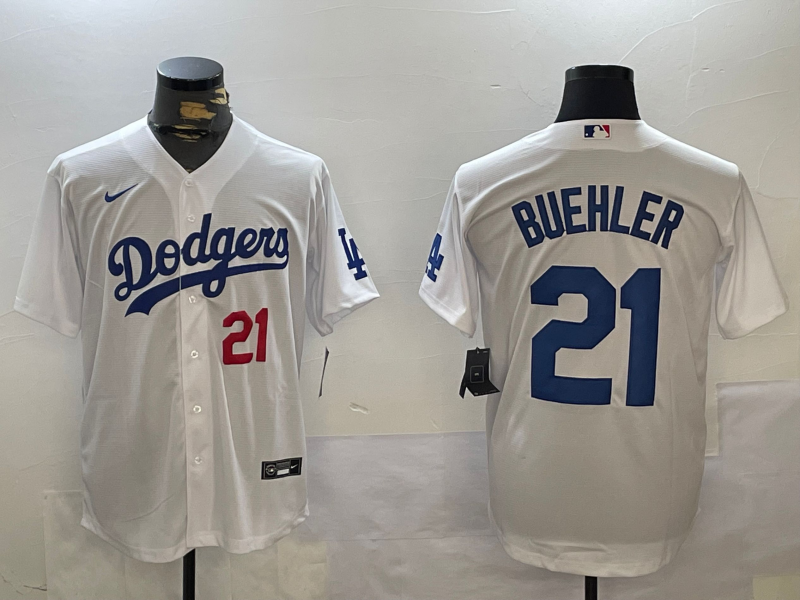 Men's Los Angeles Dodgers Walker Buehler White Replica Baseball Jersey