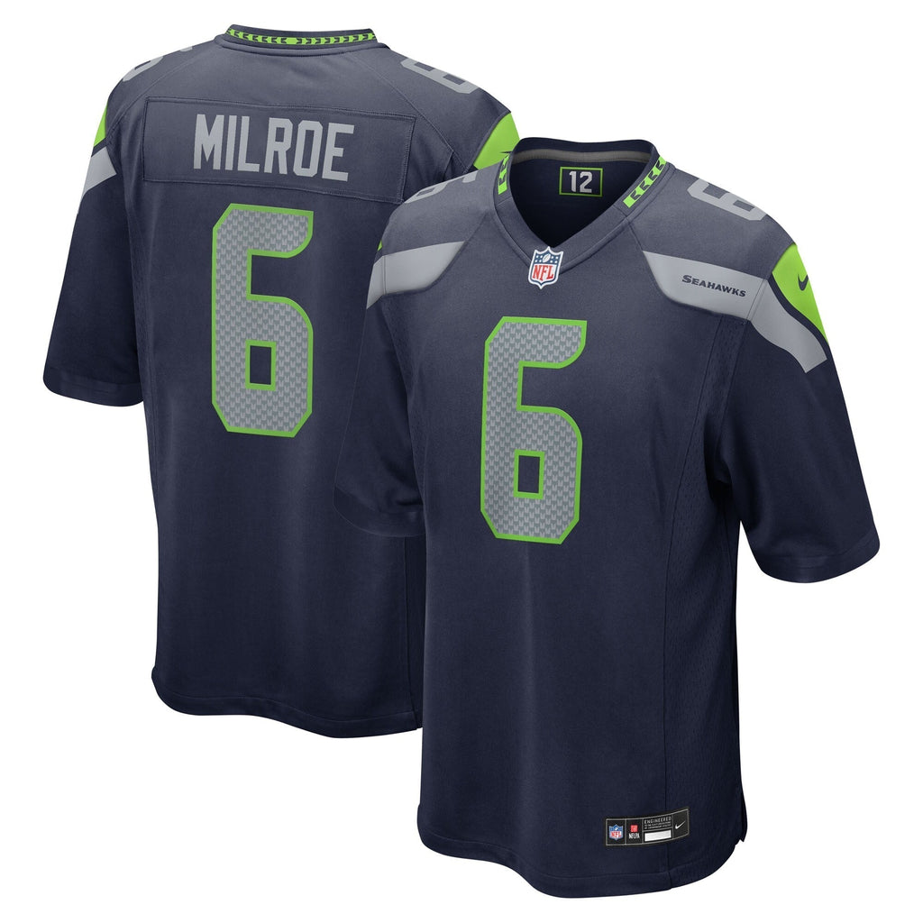Seattle Seahawks Jalen Milroe College Navy 2025  Draft Game Jersey