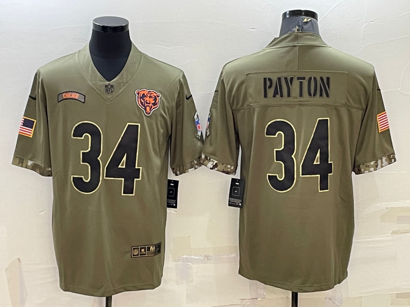Men's Chicago Bears Walter Payton Olive 2022 Salute To Service Limited Jersey