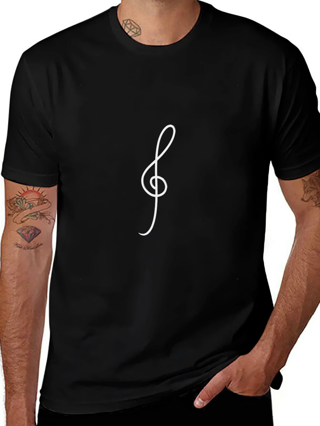 Musical Treble Clef Black T-Shirt