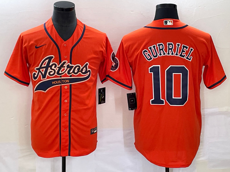 Men's Houston Astros Yuli Gurriel Orange Replica Jersey Joint Edition