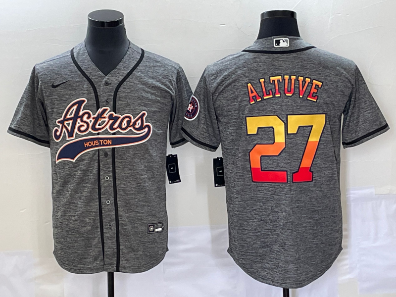 Men's Houston Astros Jose Altuve Gray Replica Player Jersey Joint Edition