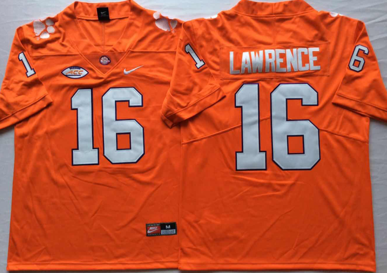 Men's Clemson Tigers Trevor Lawrence #16 Orange Game Jersey