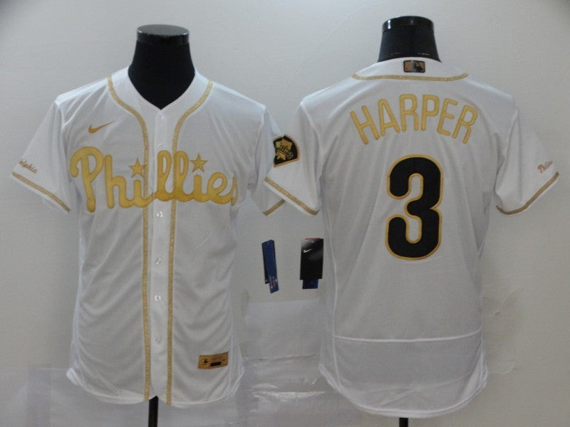 Men's Philadelphia Phillies Bryce Harper White Fashion Stitched Jersey