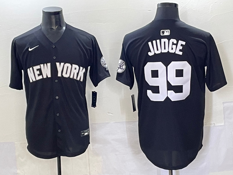 Men's New York Yankees Aaron Judge Black Lights Out Replica Player Jersey