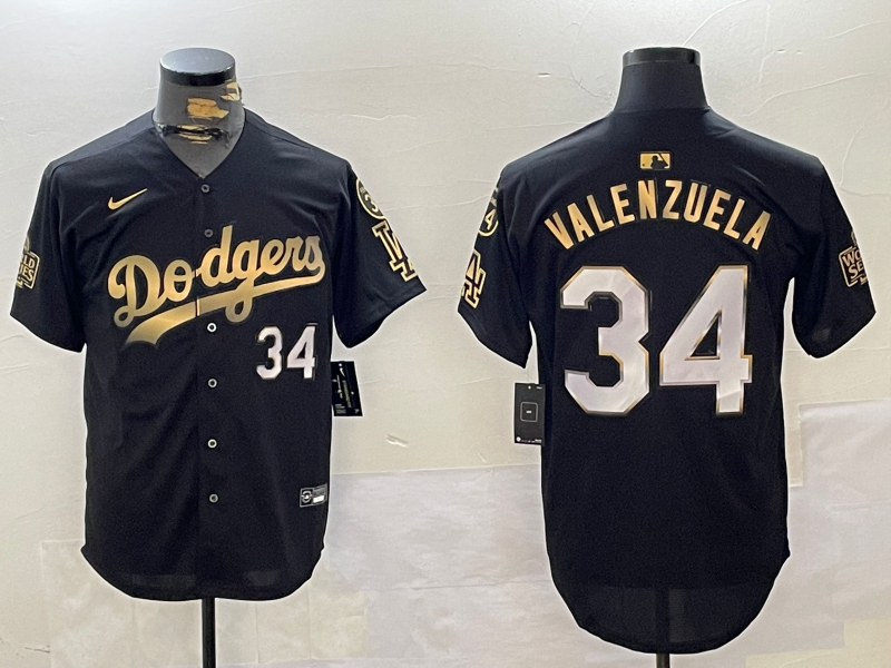 Men's Los Angeles Dodgers Fernando Valenzuela Black Replica Player Jersey