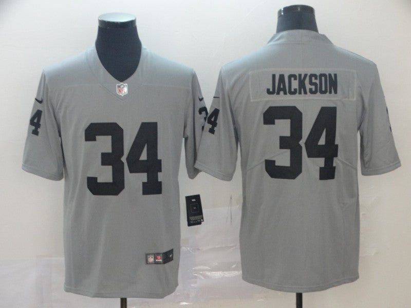 Men's Las Vegas Raiders Bo Jackson #34 Gray Inverted Legend Jersey1