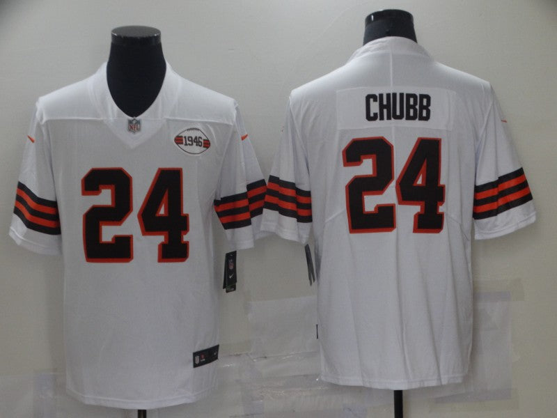 Men's Cleveland Browns Nick Chubb White 1946 Collection Alternate Game Jersey