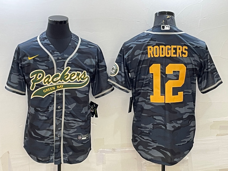 Men's Green Bay Packers Aaron Rodgers Grey camouflage Player Jersey Joint Edition