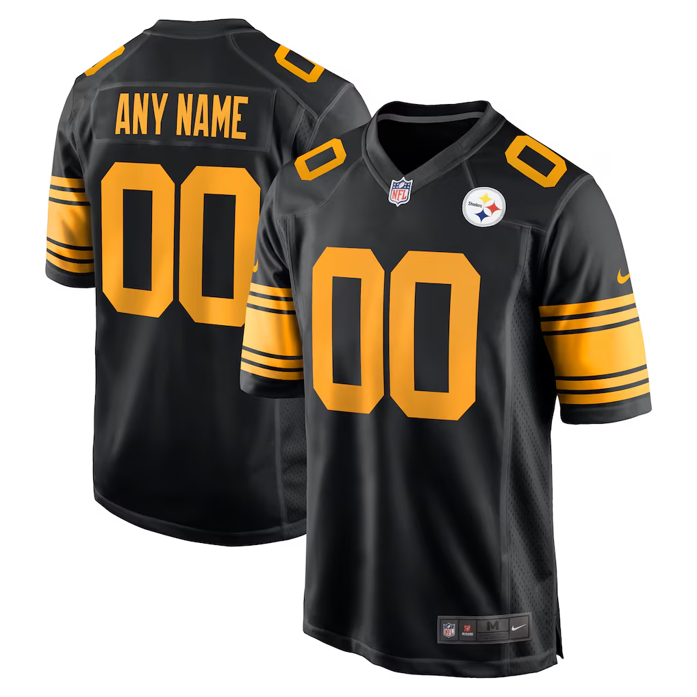 Men's Pittsburgh Steelers Black Alternate Custom Game Jersey