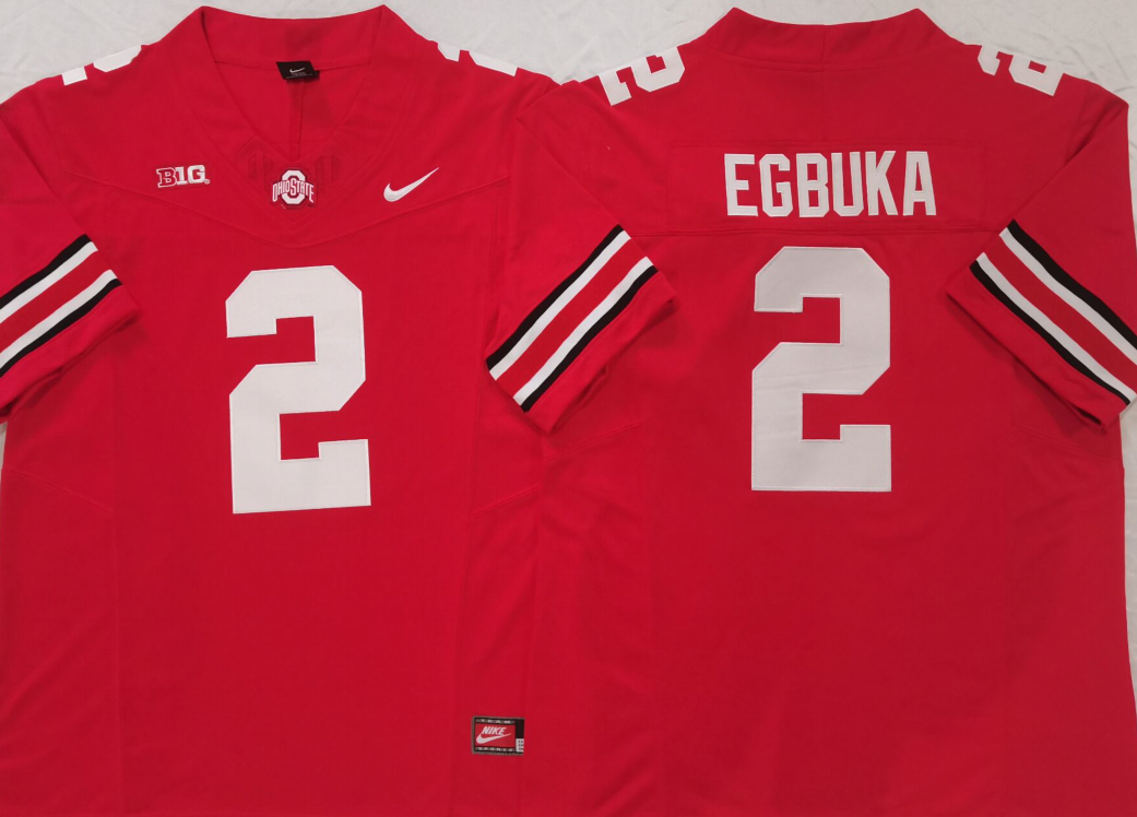 Men's Ohio State Buckeyes Emeka Egbuka #2 Red Game Jersey