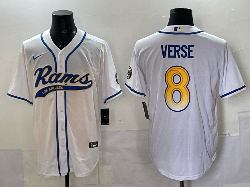 Men's Los Angeles Rams Jared Verse #8 White Game Jersey