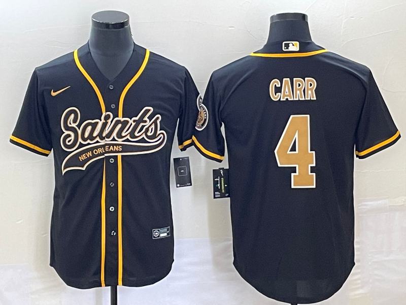 Men's New Orleans Saints Derek Carr #4 Black Game Jersey1 Joint Edition