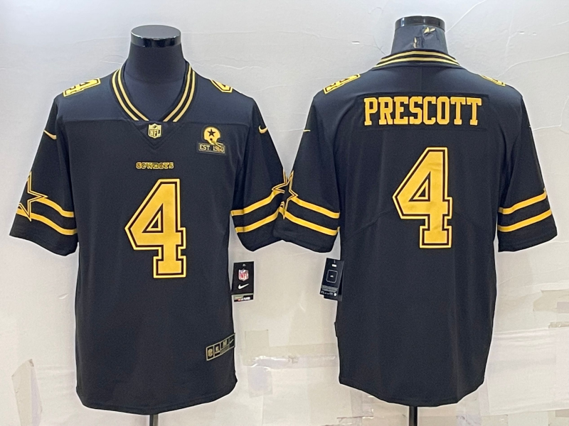 Men's Dallas Cowboys Dak Prescott #4 Black Team Player Jersey1