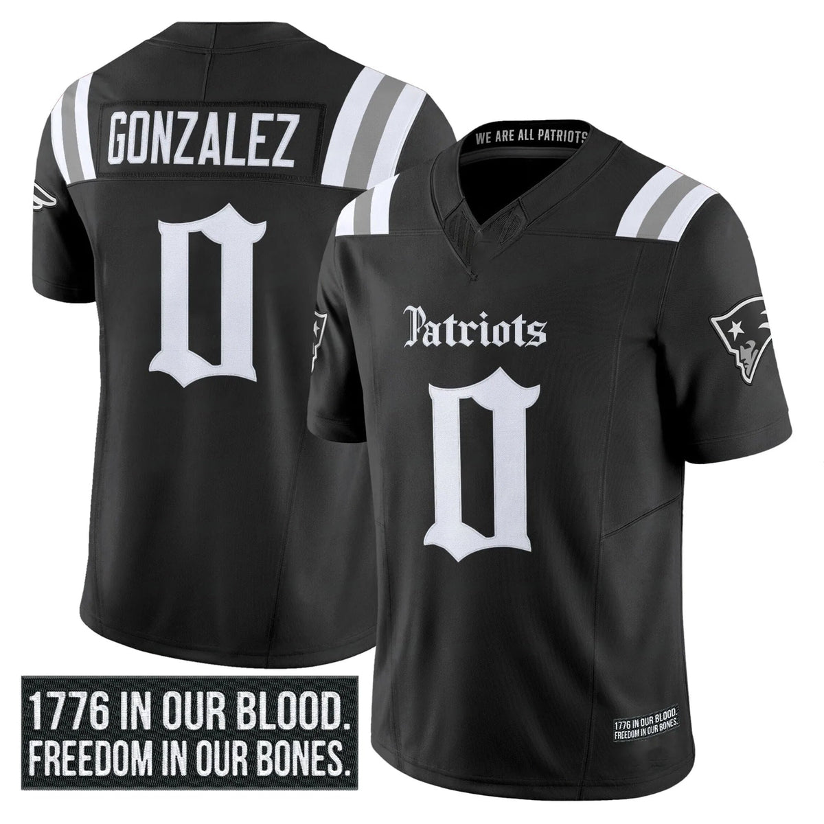 Christian Gonzalez New England Patriots Gothic Jersey - Black