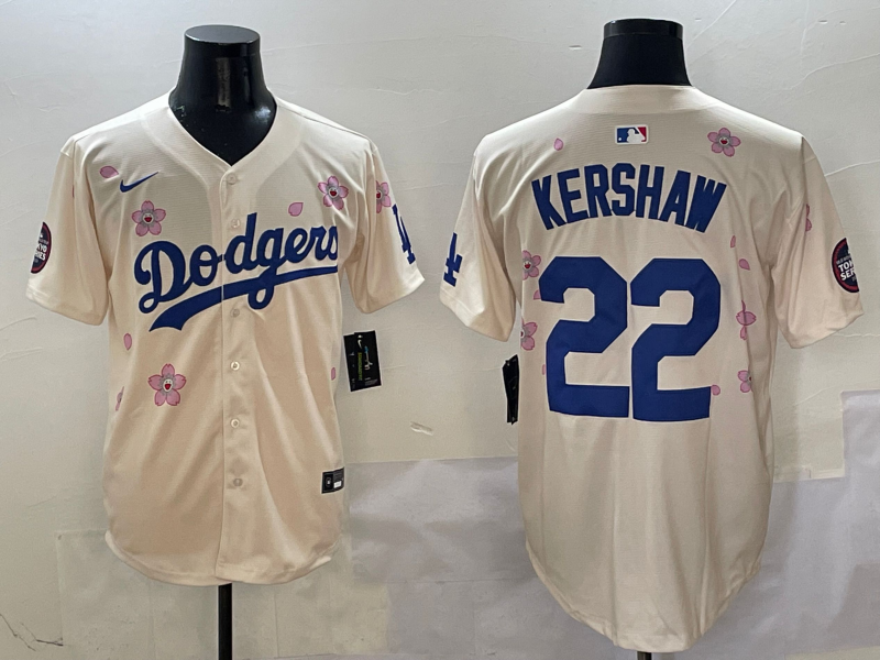 Men's Los Angeles Dodgers Clayton Kershaw #22 Cream Player Jersey