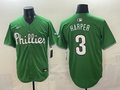 Men's Philadelphia Phillies Bryce Harper #3 Green Game Player Jersey
