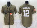 Men's Cleveland Browns Shedeur Sanders #12 Olive 2022 Salute To Service Limited Jersey