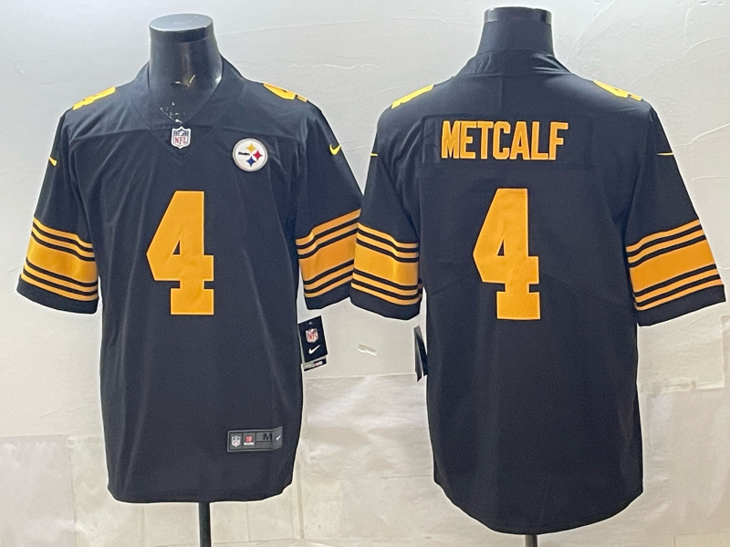Men's Pittsburgh Steelers DK Metcalf #4 Black Alternate Game Jersey