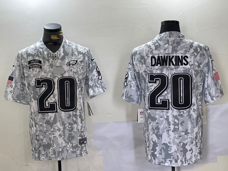 Men's Philadelphia Eagles Brian Dawkins Arctic Camo 2024 Salute to Service Retired Player Limited Jersey