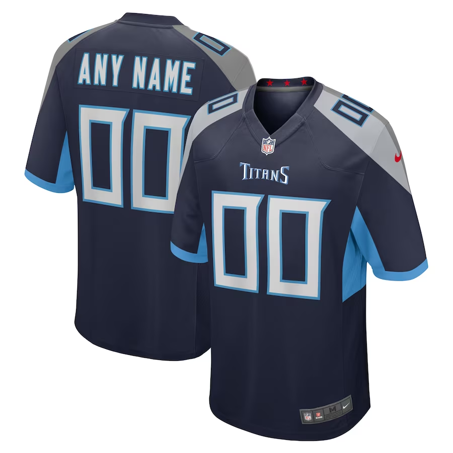 Custom Tennessee Titans Navy Jersey1
