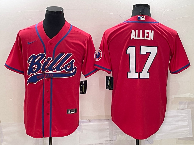Men's Buffalo Bills Josh Allen Red Game Jersey Joint Edition