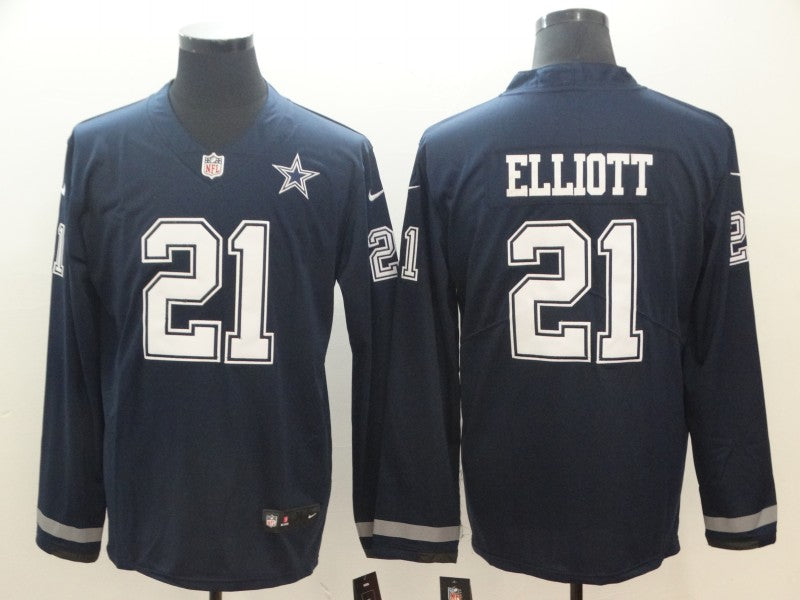Men's Dallas Cowboys Ezekiel Elliott #21 Navy Authentic Game Jersey1
