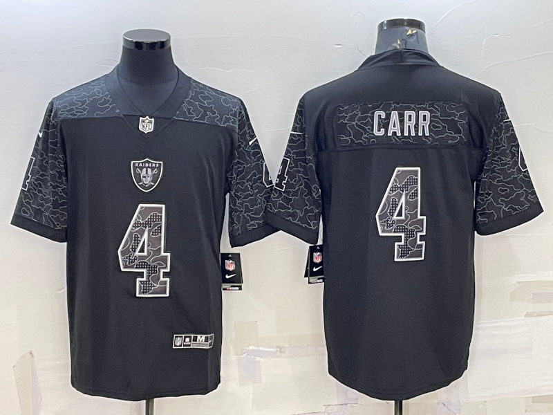 Men's Las Vegas Raiders Derek Carr Black RFLCTV Limited Jersey