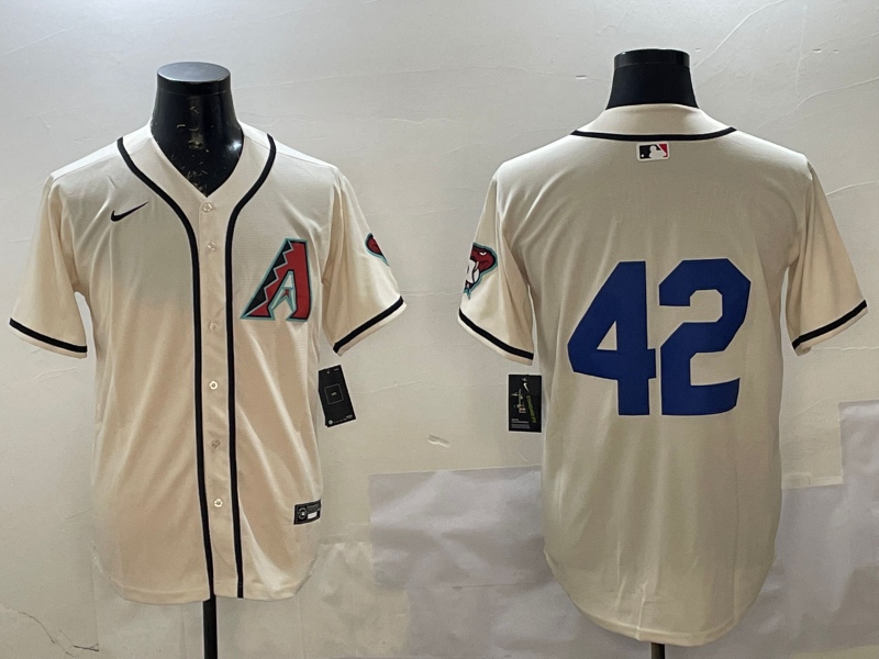 Men's Arizona Diamondbacks #42 White 2024 Jackie Robinson Day Home Limited Jersey1