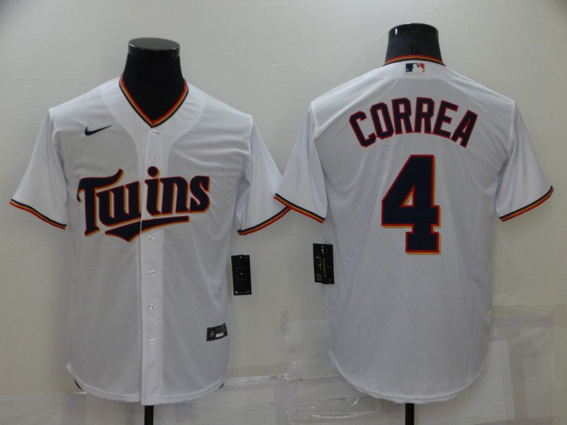 Men's Minnesota Twins Carlos Correa #4 White Replica Baseball Jersey1